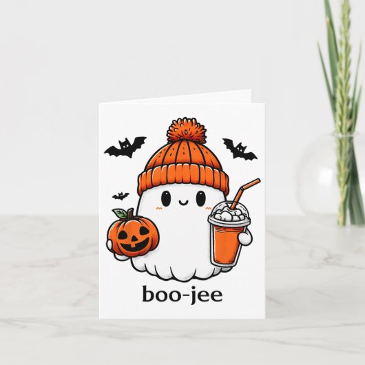 Schattigee Ghost Bougie Ghost Boo-jee Halloween Kaart (Voorkant)