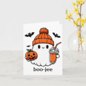 Schattigee Ghost Bougie Ghost Boo-jee Halloween Kaart (Gele Bloem)
