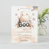 Schattigee Ghost Bow Boo Baby shower Kaart (Staand voorkant)