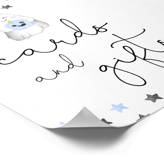Schattigee Ghost Boy baby shower kaarten en gesche Poster (Hoek)