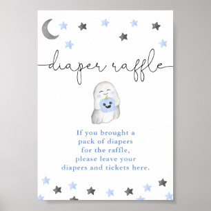 Schattigee Ghost Boy baby shower Luier Raffle Sign Poster