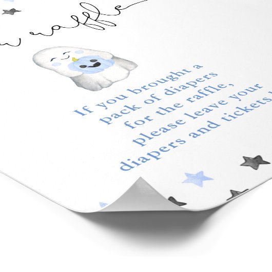 Schattigee Ghost Boy baby shower Luier Raffle Sign Poster (Hoek)