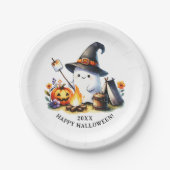 Schattigee Ghost Camping Happy Halloween Papieren Bordje (Voorkant)