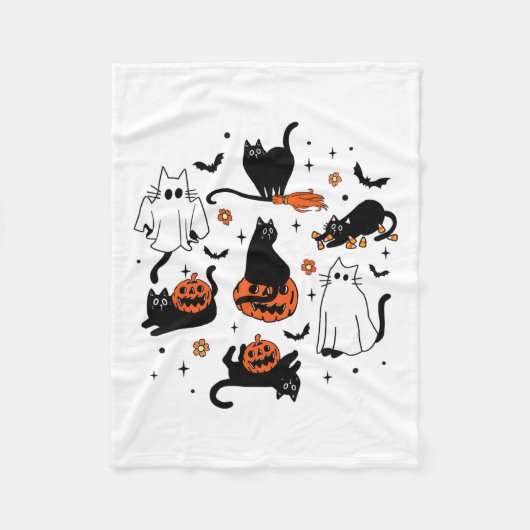 Schattigee Ghost Cat Funny Halloween outfit kostuu Fleece Deken (Voorkant)