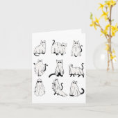 Schattigee Ghost Cat Funny Halloween outfit kostuu Kaart (Gele Bloem)