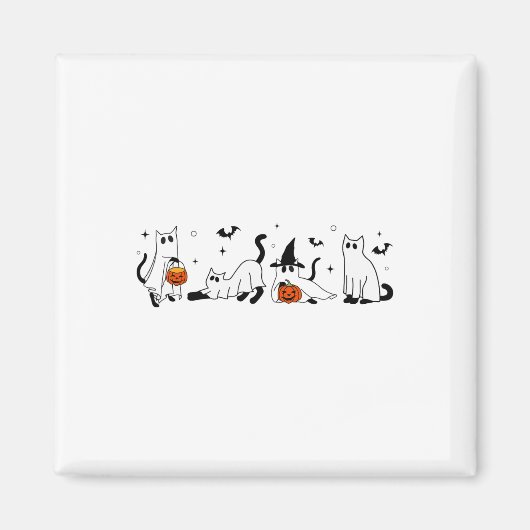 Schattigee Ghost Cat Funny Halloween outfit kostuu Magneet (Voorkant)