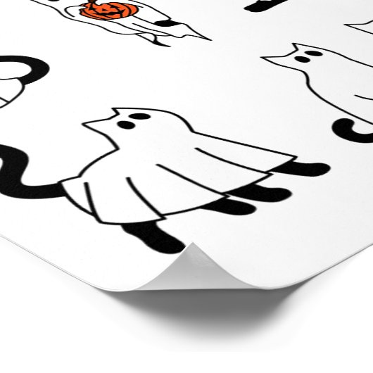 Schattigee Ghost Cat Funny Halloween outfit kostuu Poster (Hoek)