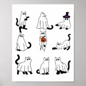 Schattigee Ghost Cat Funny Halloween outfit kostuu Poster (Voorkant)