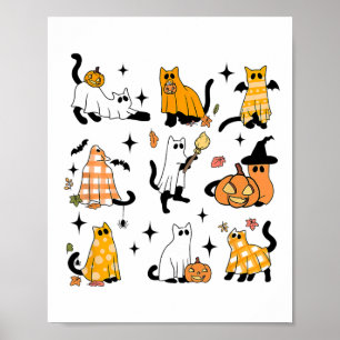 Schattigee Ghost Cat Funny Halloween outfit kostuu Poster