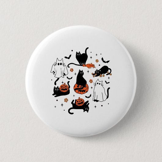 Schattigee Ghost Cat Funny Halloween outfit kostuu Ronde Button 5,7 Cm (Voorkant)