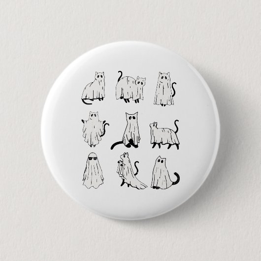 Schattigee Ghost Cat Funny Halloween outfit kostuu Ronde Button 5,7 Cm (Voorkant)
