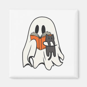 Schattigee Ghost Cat Leesboek Spooky Seizoen Hallo Magneet