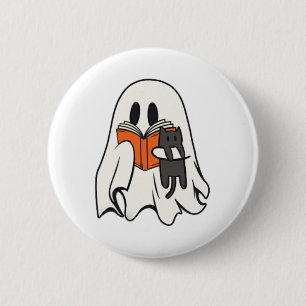 Schattigee Ghost Cat Leesboek Spooky Seizoen Hallo Ronde Button 5,7 Cm