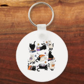 Schattigee Ghost Cat Leesboeken Lover Bookish Hall Sleutelhanger (Voorkant)