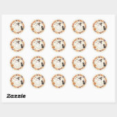 Schattigee Ghost Cat Pumpkin Herfstkrans Halloween Ronde Sticker (Vel)
