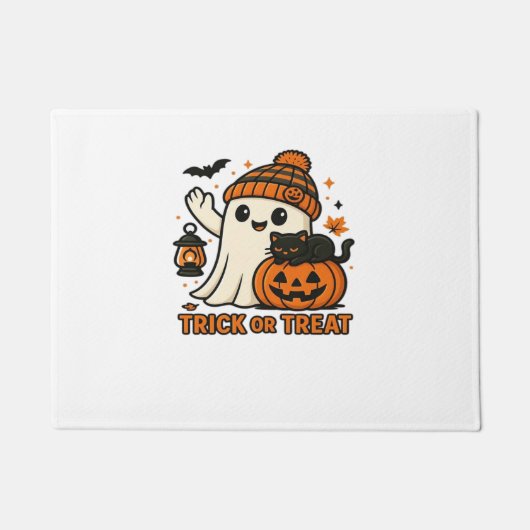 Schattigee Ghost Cat Spooky Halloween Kitten Magis Deurmat (Voorkant)