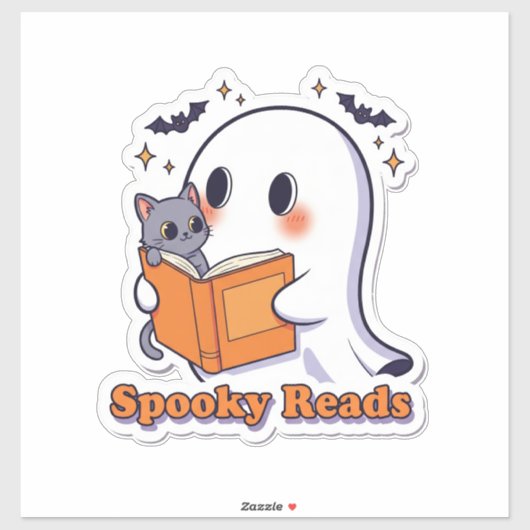 Schattigee Ghost & Cat Sticker - Spooky leest Hall (Vel)