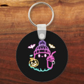 Schattigee Ghost Coffee Drink Spooky Halloween Sleutelhanger (Voorkant)