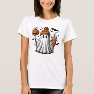 Schattigee Ghost Coffee Pumpkin Funny Halloween T-shirt