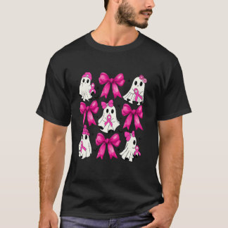Schattigee Ghost Coquette Bows Roze Lint Borstkank T-shirt