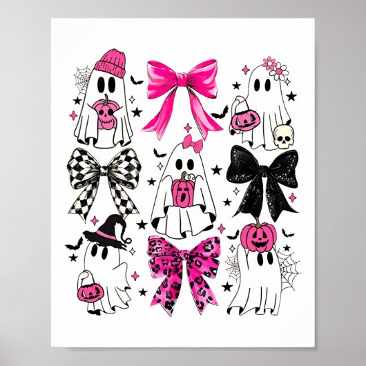 Schattigee Ghost Coquette Esthetische Roze Bogen S Poster (Voorkant)