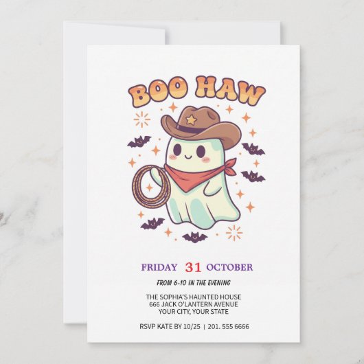 Schattigee Ghost Cowboy Party Kaart (Voorkant)