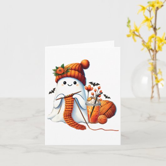 Schattigee Ghost Crochet Breien Liefhebbers Hallow Kaart (Gele Bloem)
