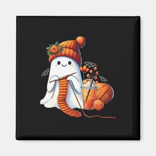 Schattigee Ghost Crochet Breien Liefhebbers Hallow Magneet (Voorkant)