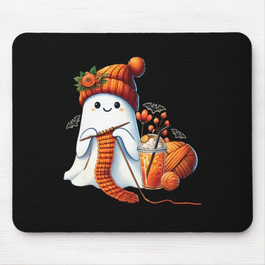 Schattigee Ghost Crochet Breien Liefhebbers Hallow Muismat (Voorkant)