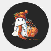 Schattigee Ghost Crochet Breien Liefhebbers Hallow Ronde Sticker (Voorkant)
