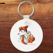 Schattigee Ghost Crochet Breien Liefhebbers Hallow Sleutelhanger (Voorkant)