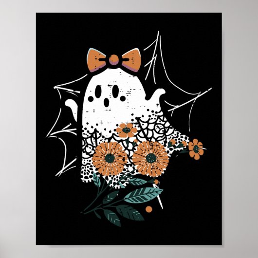 Schattigee Ghost Dancing Retro Halloween Vrouwen M Poster (Voorkant)