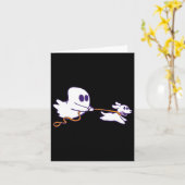 Schattigee Ghost Dog Walker Graphic Halloween Kost Kaart (Gele Bloem)