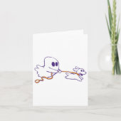 Schattigee Ghost Dog Walker Graphic Halloween Kost Kaart (Voorkant)