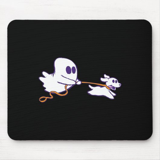 Schattigee Ghost Dog Walker Graphic Halloween Kost Muismat (Voorkant)
