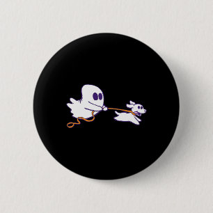 Schattigee Ghost Dog Walker Graphic Halloween Kost Ronde Button 5,7 Cm