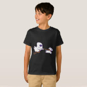 Schattigee Ghost Dog Walker Graphic Halloween Kost T-shirt (Voorkant volledig)