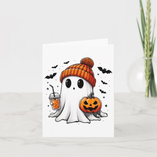 Schattigee Ghost Drink Koffie Halloween Ghost Ice  Kaart (Voorkant)