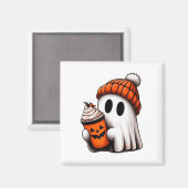 Schattigee Ghost Drink Koffie Halloween Ghost Ice  Magneet (Voorkant / Achterkant)