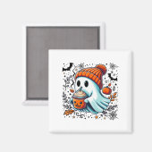 Schattigee Ghost Drink Koffie Halloween Ghost Ice  Magneet (Voorkant / Achterkant)