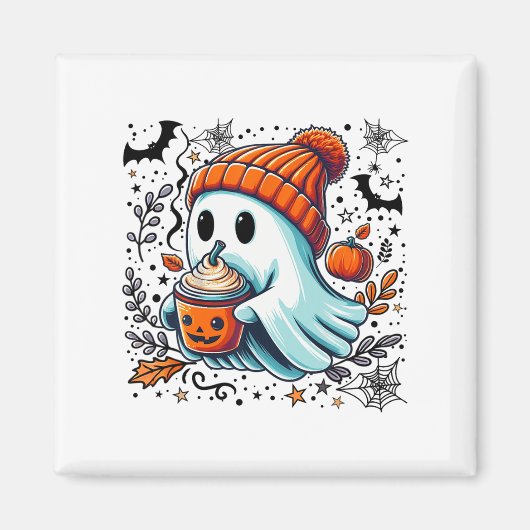 Schattigee Ghost Drink Koffie Halloween Ghost Ice  Magneet (Voorkant)