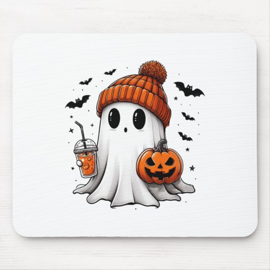 Schattigee Ghost Drink Koffie Halloween Ghost Ice Muismat (Voorkant)