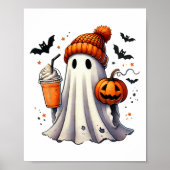 Schattigee Ghost Drink Koffie Halloween Ghost Ice  Poster (Voorkant)