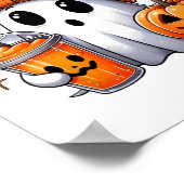 Schattigee Ghost Drink Koffie Halloween Ghost Ice Poster (Hoek)