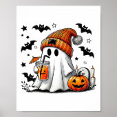 Schattigee Ghost Drink Koffie Halloween Ghost Ice  Poster (Voorkant)