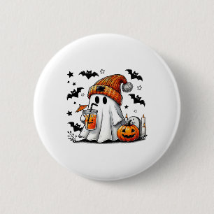 Schattigee Ghost Drink Koffie Halloween Ghost Ice  Ronde Button 5,7 Cm