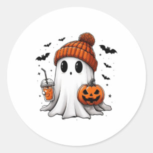 Schattigee Ghost Drink Koffie Halloween Ghost Ice Ronde Sticker