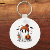 Schattigee Ghost Drink Koffie Halloween Ghost Ice  Sleutelhanger (Voorkant)