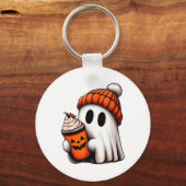 Schattigee Ghost Drink Koffie Halloween Ghost Ice Sleutelhanger (Voorkant)