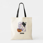 Schattigee Ghost en Cat Halloween Tote Bag (Achterkant)